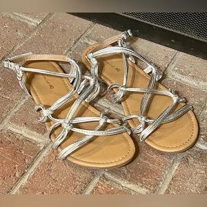 American Eagle Strappy Silver Sandals, Girls Size 4